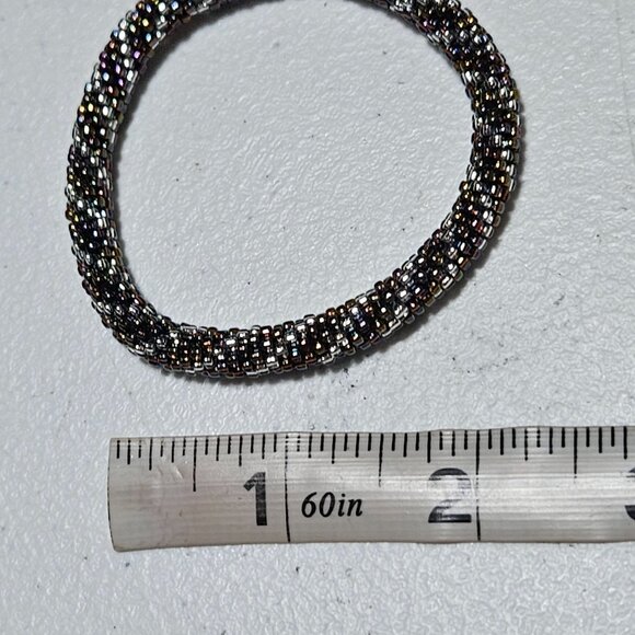 Handmade Beaded Bracelet Multicolor Shiny Glass Beads Fashion Jewelry Women - Picture 3 of 3